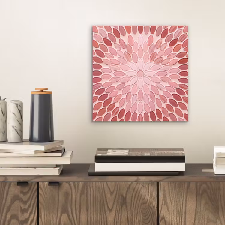 Patroon - Mozaïek - Ovaal - Abstract - Roze aluminium wit klein -sfeer1