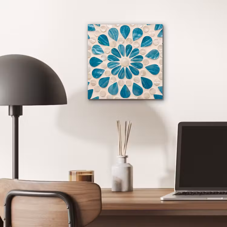 Patroon - Mozaïek - Schelpen - Abstract - Turquoise aluminium wit klein -sfeer5