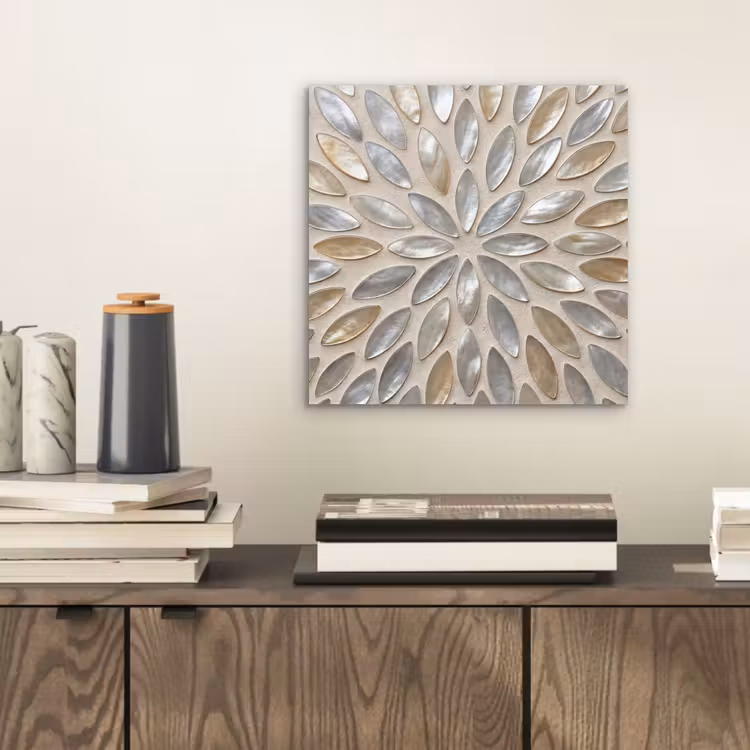 Patroon - Ovaal - Glanzend - Abstract - Beige aluminium wit klein -sfeer1
