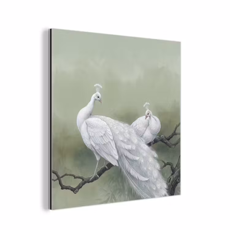 Pauwen - Wit - Natuur - Groen aluminium wit klein -3d