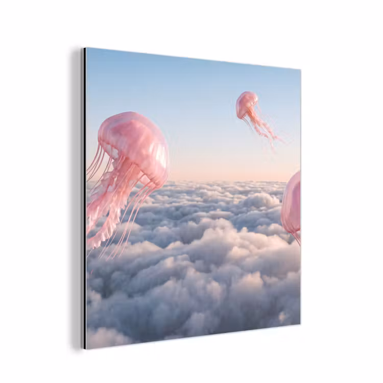 aluminium wall art - Pink Animal - Clouds - Roze dier - Wolken aluminium wit klein