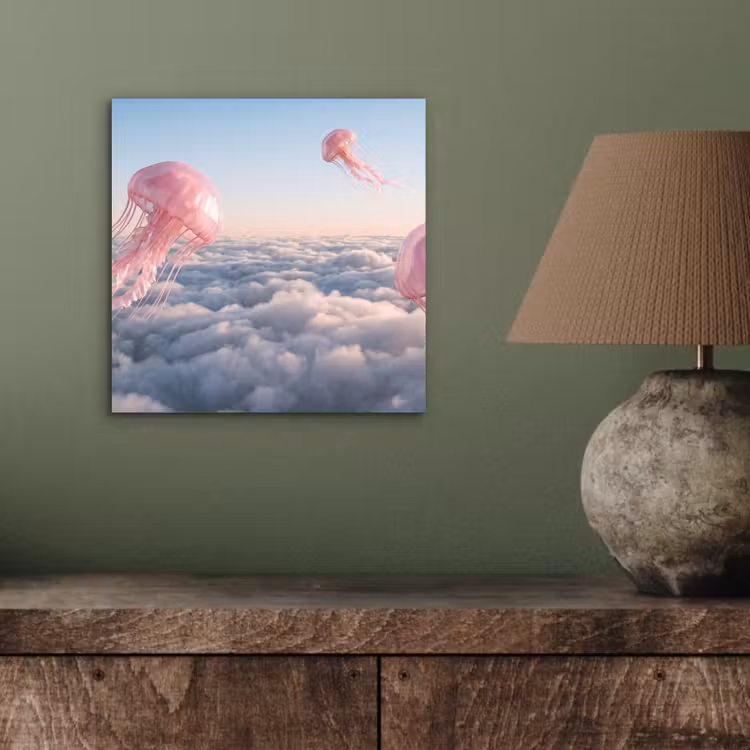 aluminium wall art - Pink Animal - Clouds - Roze dier - Wolken aluminium wit klein