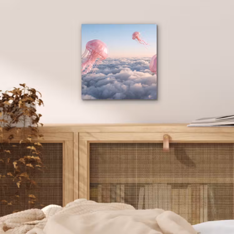 aluminium wall art - Pink Animal - Clouds - Roze dier - Wolken aluminium wit klein