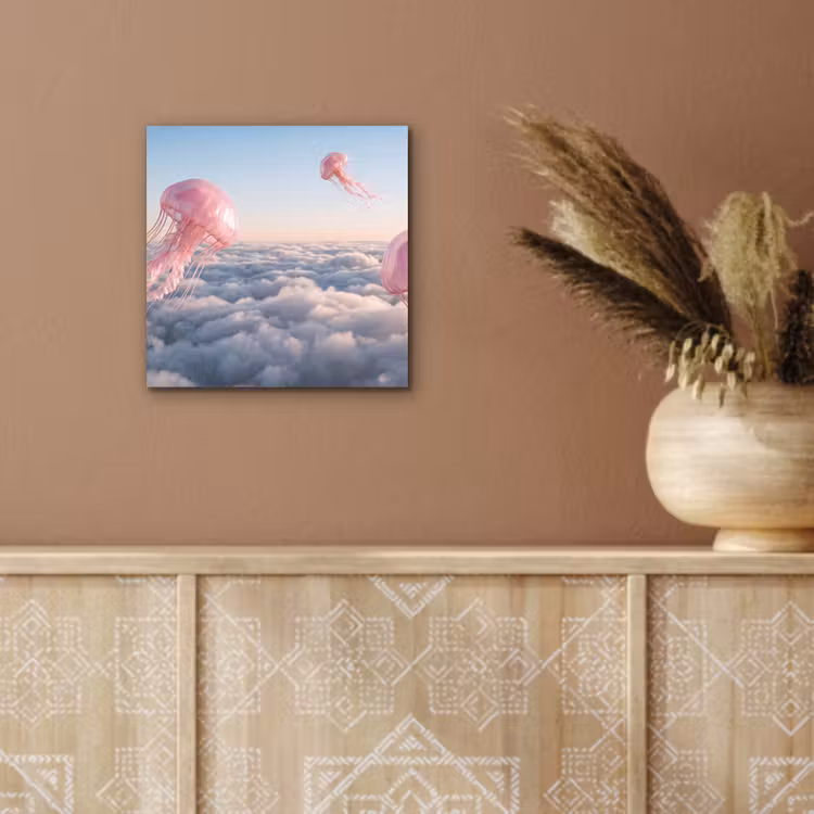 aluminium wall art - Pink Animal - Clouds - Roze dier - Wolken aluminium wit klein