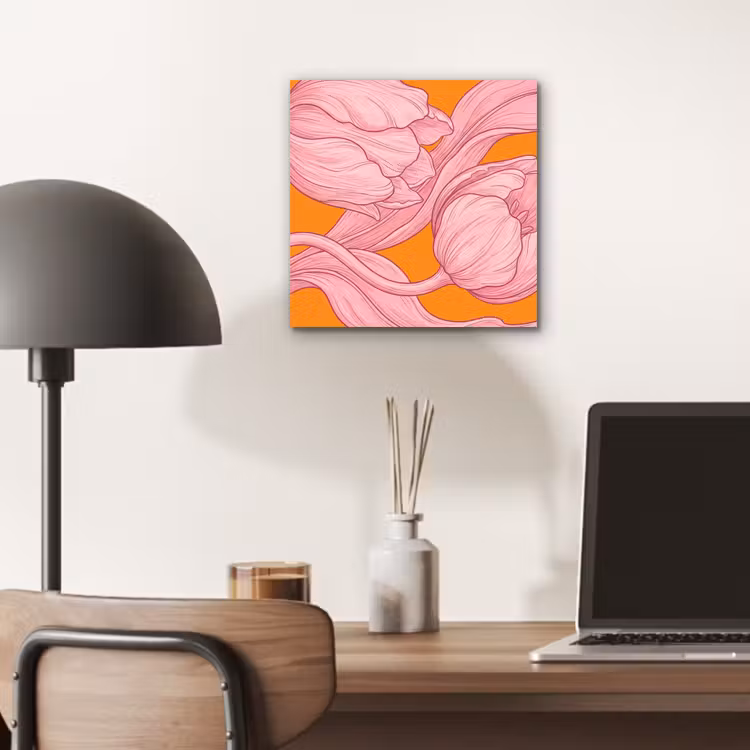 aluminium wall art - Pink Flowers - Modern - Roze bloemen - Modern aluminium wit klein