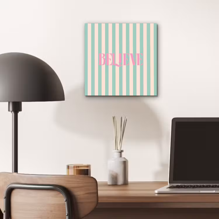 Roze - Groen - Strepen - Believe aluminium wit klein -sfeer5