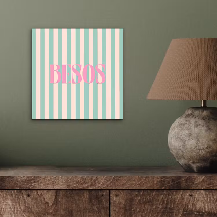 Roze - Groen - Strepen - Besos aluminium wit klein -sfeer2
