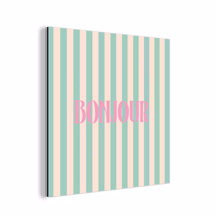 Roze - Groen - Strepen - Bonjour aluminium wit klein -3d