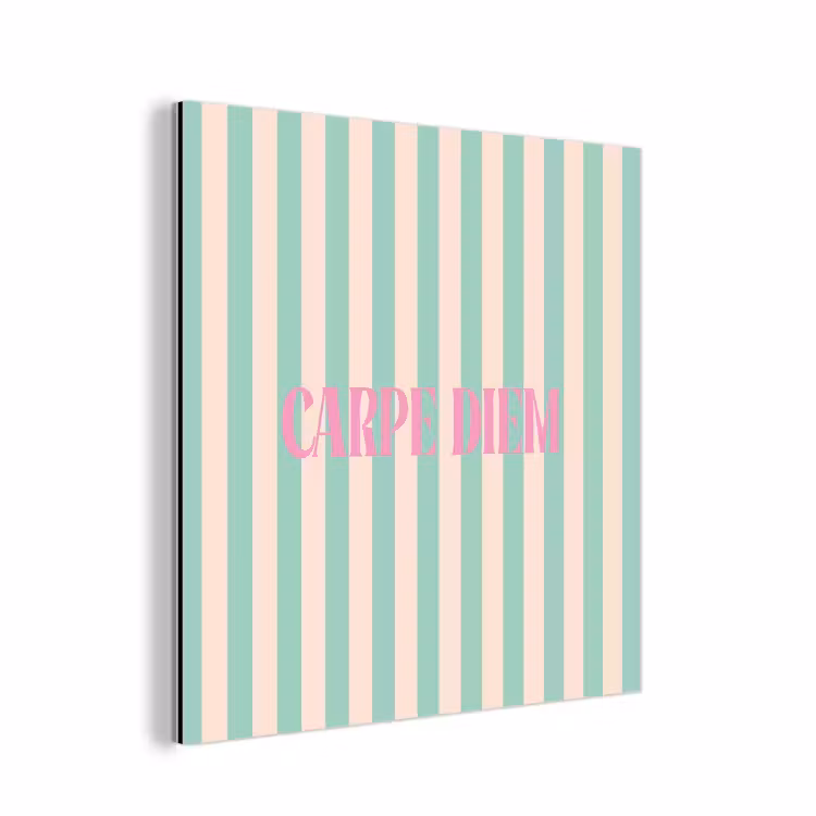 Roze - Groen - Strepen - Carpe diem aluminium wit klein -3d