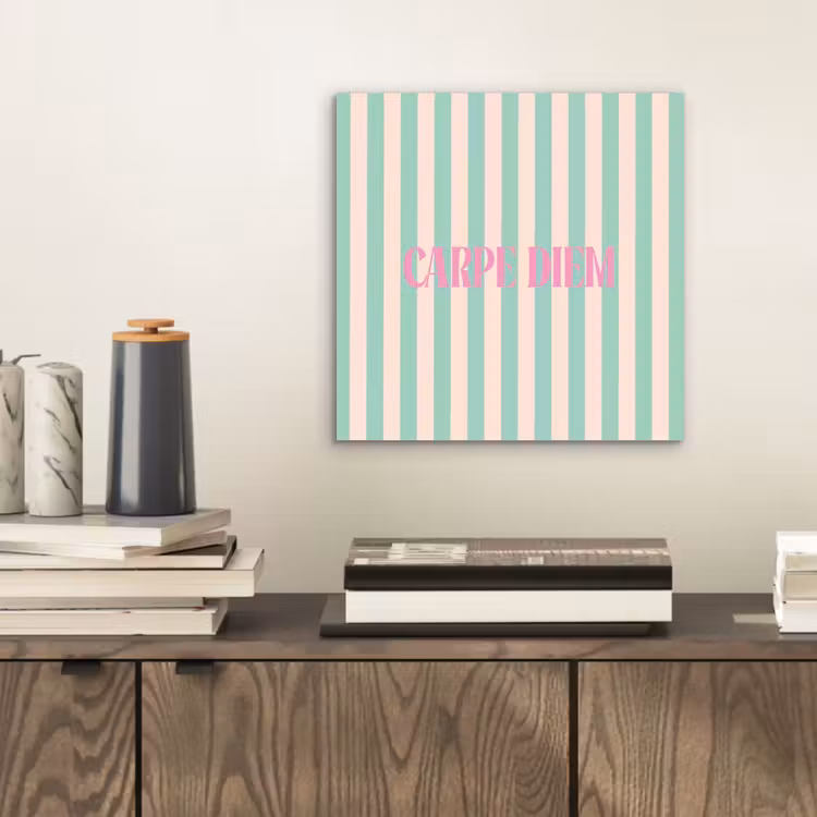 Roze - Groen - Strepen - Carpe diem aluminium wit klein -sfeer1