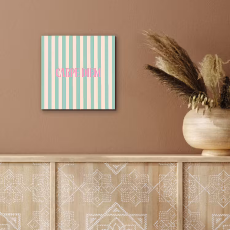 Roze - Groen - Strepen - Carpe diem aluminium wit klein -sfeer4