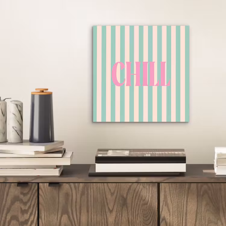 Roze - Groen - Strepen - Chill aluminium wit klein -sfeer1