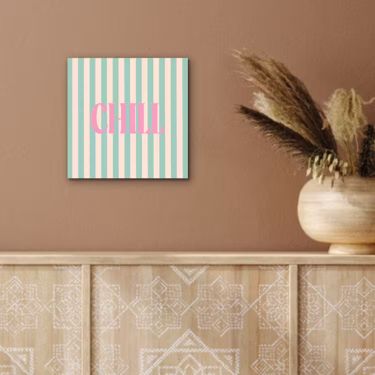 Roze - Groen - Strepen - Chill aluminium wit klein -sfeer4