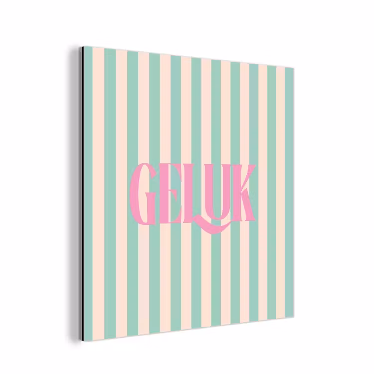 Roze - Groen - Strepen - Geluk aluminium wit klein -3d