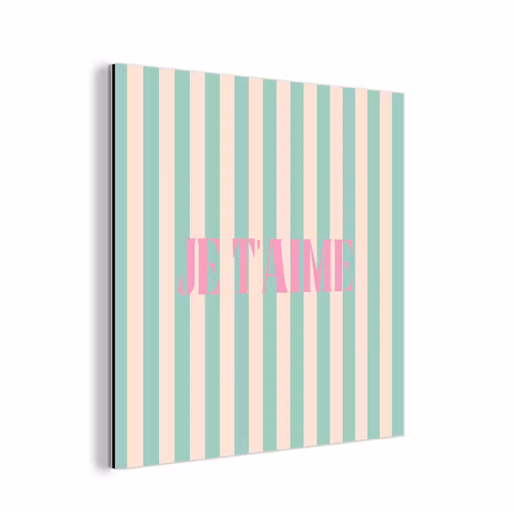 Roze - Groen - Strepen - Je t'aime aluminium wit klein -3d