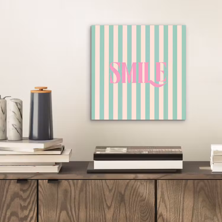 Roze - Groen - Strepen - Smile aluminium wit klein -sfeer1