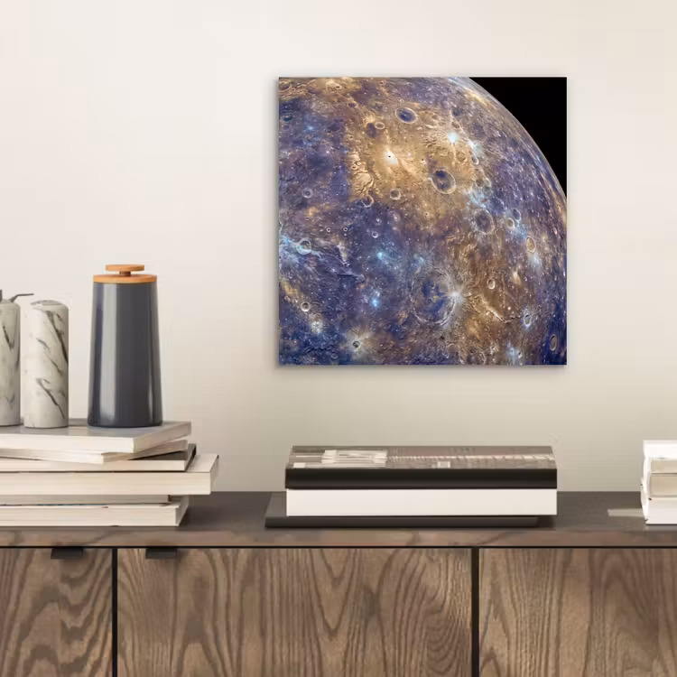 aluminium wall art - Planet - Craters - Space - Planeet - Kraters - Ruimte aluminium wit klein