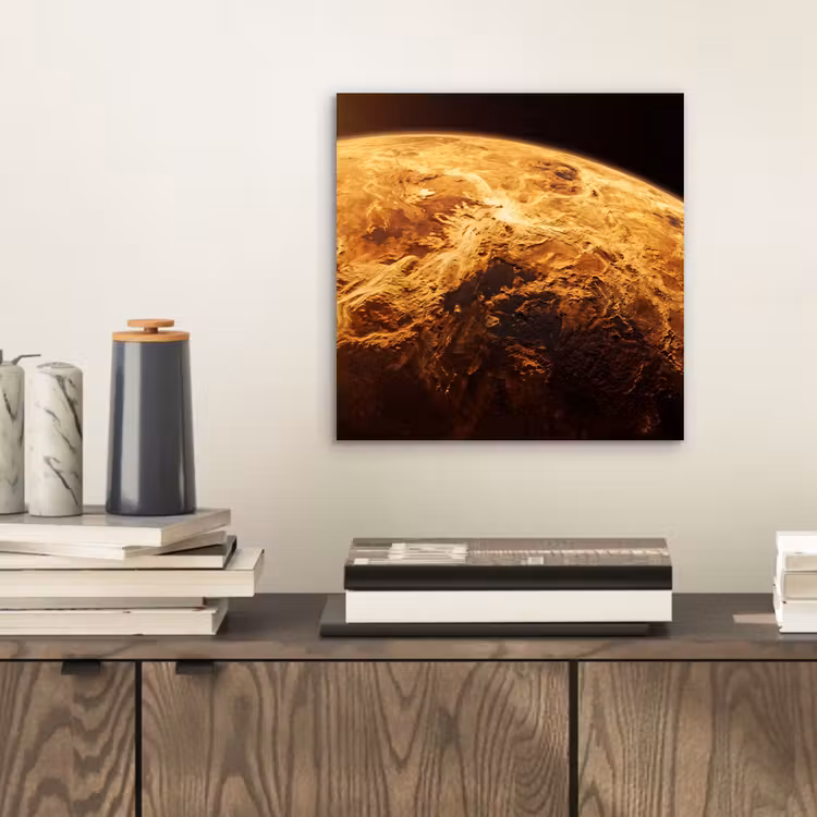 aluminium wall art - Planet - Space - Orange - Planeet - Ruimte - Oranje aluminium wit klein