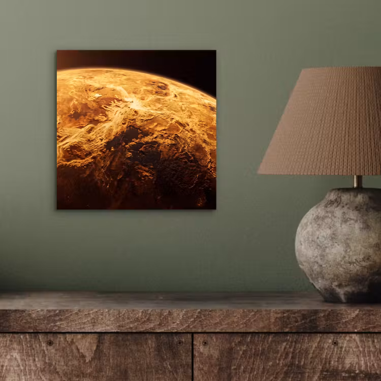 aluminium wall art - Planet - Space - Orange - Planeet - Ruimte - Oranje aluminium wit klein