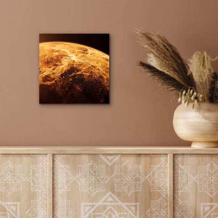 aluminium wall art - Planet - Space - Orange - Planeet - Ruimte - Oranje aluminium wit klein
