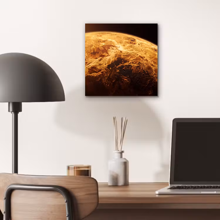 aluminium wall art - Planet - Space - Orange - Planeet - Ruimte - Oranje aluminium wit klein