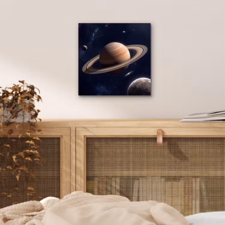 Planeten - Saturnus - Ruimte aluminium wit klein -sfeer3
