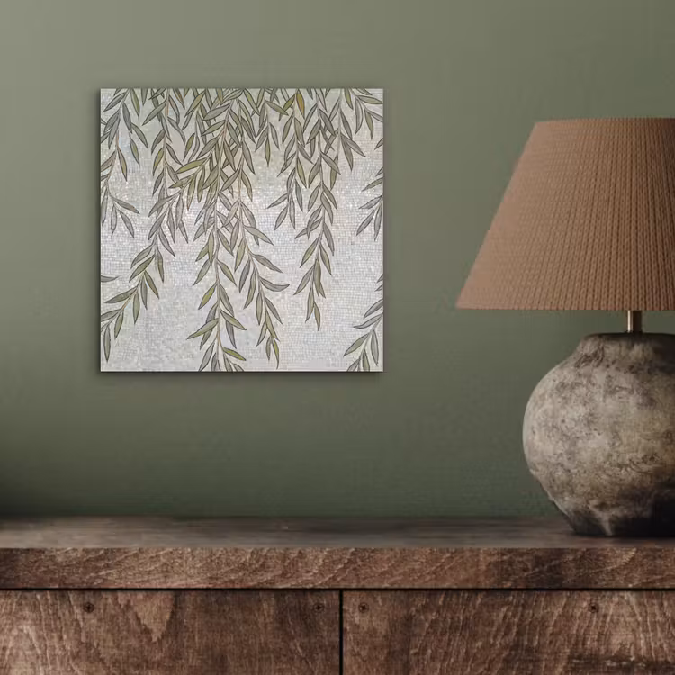 Planten - Mozaïek - Patroon - Groen - Blauw aluminium wit klein -sfeer2