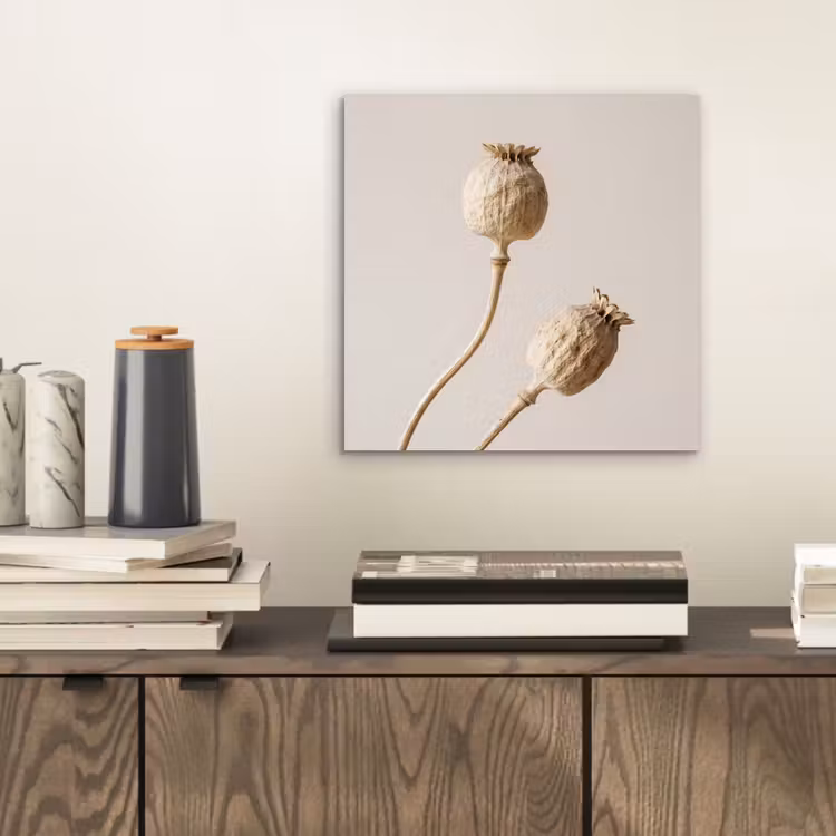Papaverbollen - Droogbloemen - Minimalistisch - Beige - Rustig aluminium wit klein -sfeer1