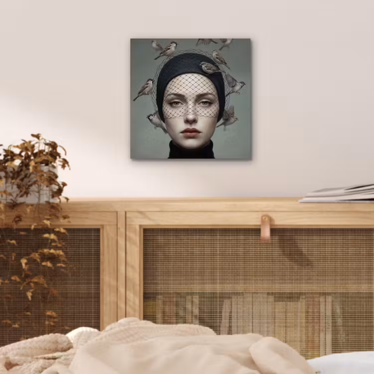 Portret - Vogels - Zwart aluminium wit klein -sfeer3