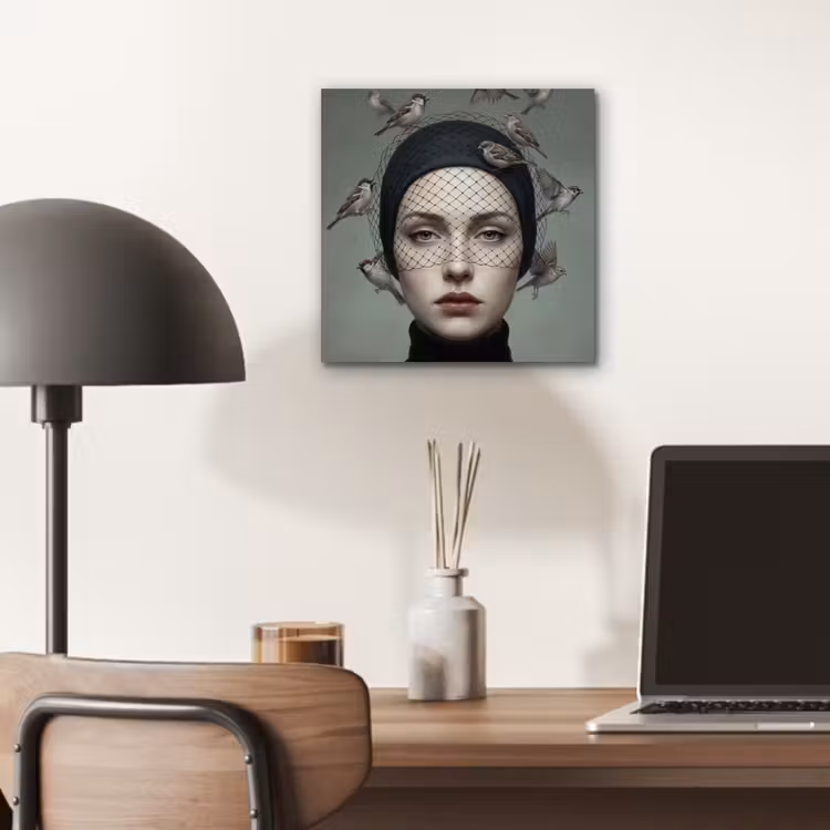 Portret - Vogels - Zwart aluminium wit klein -sfeer5