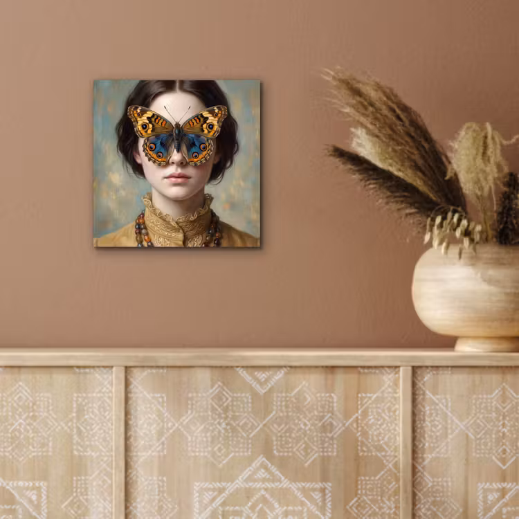 Portret - Vlinder - Kleurrijk aluminium wit klein -sfeer4