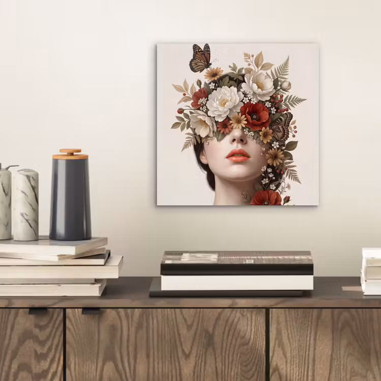 Portret - Bloemen - Cremé aluminium wit klein -sfeer1