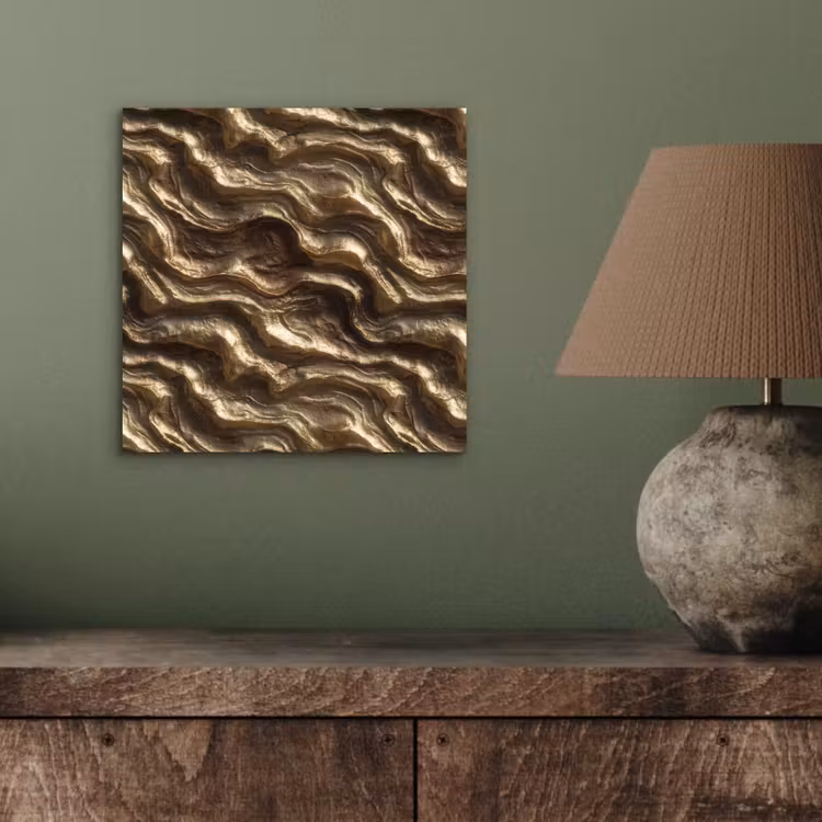 Reliëf - Golven - Abstract - Bronsgoud aluminium wit klein 46 -sfeer2