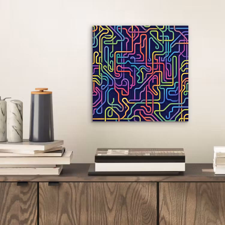 Retro - Abstract - Neon aluminium wit klein -sfeer1