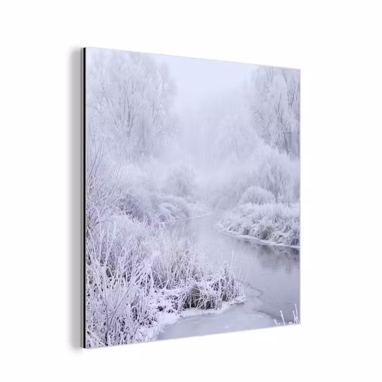 Rivier - Sneeuw - Bos - Winter - Schilderachtig aluminium wit klein -3d