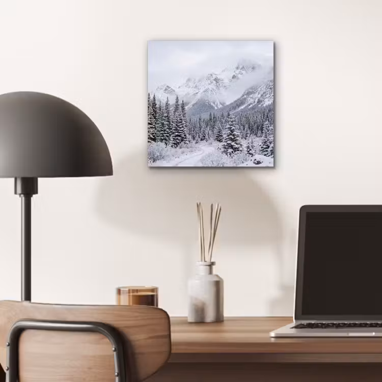 Weg - Bergen - Sneeuw - Naaldbos - Avontuurlijk aluminium wit klein -sfeer5