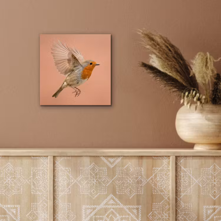 Roodborst - Natuur - Roze aluminium wit klein -sfeer4