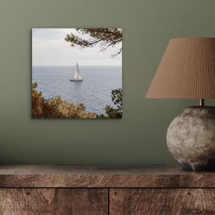 aluminium wall art - Sailboat - trees - water - Zeilboot - bomen - water aluminium wit klein