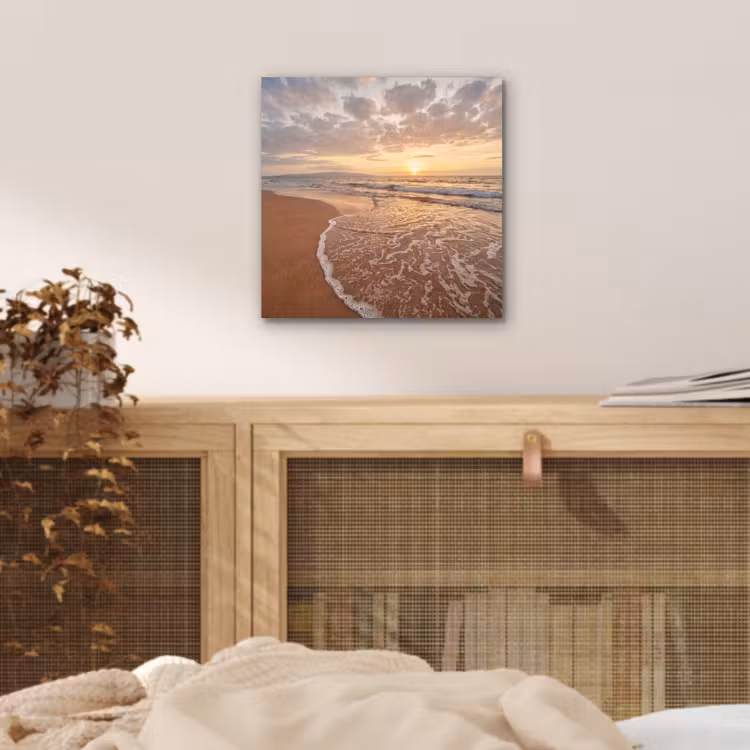 Zee - Kustlijn - Wolken - Landschap - Oranje aluminium wit klein -sfeer3