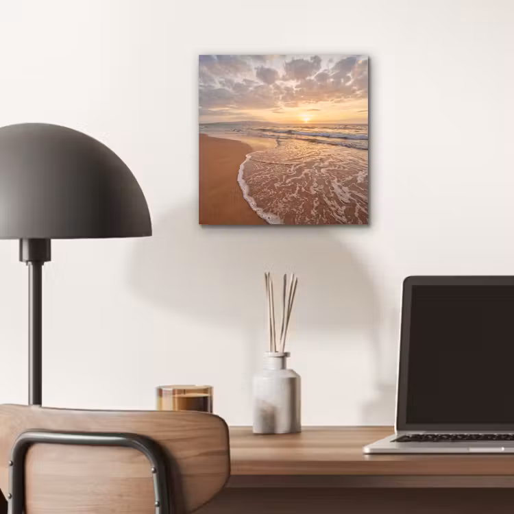 Zee - Kustlijn - Wolken - Landschap - Oranje aluminium wit klein -sfeer5