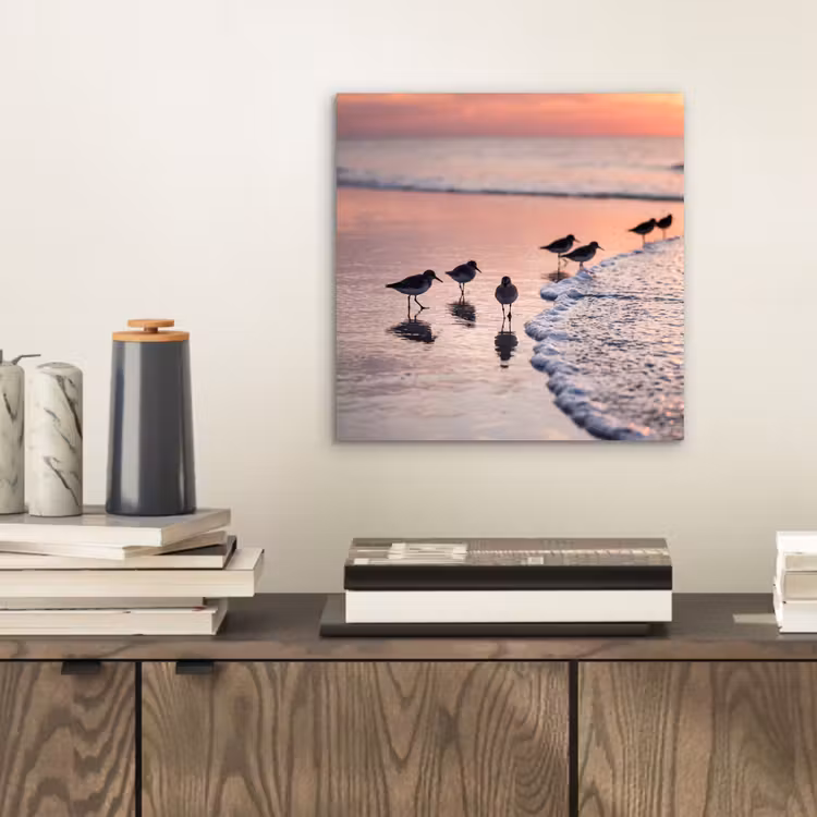 Meeuwen - Strand - Zee - Roze aluminium wit klein -sfeer1