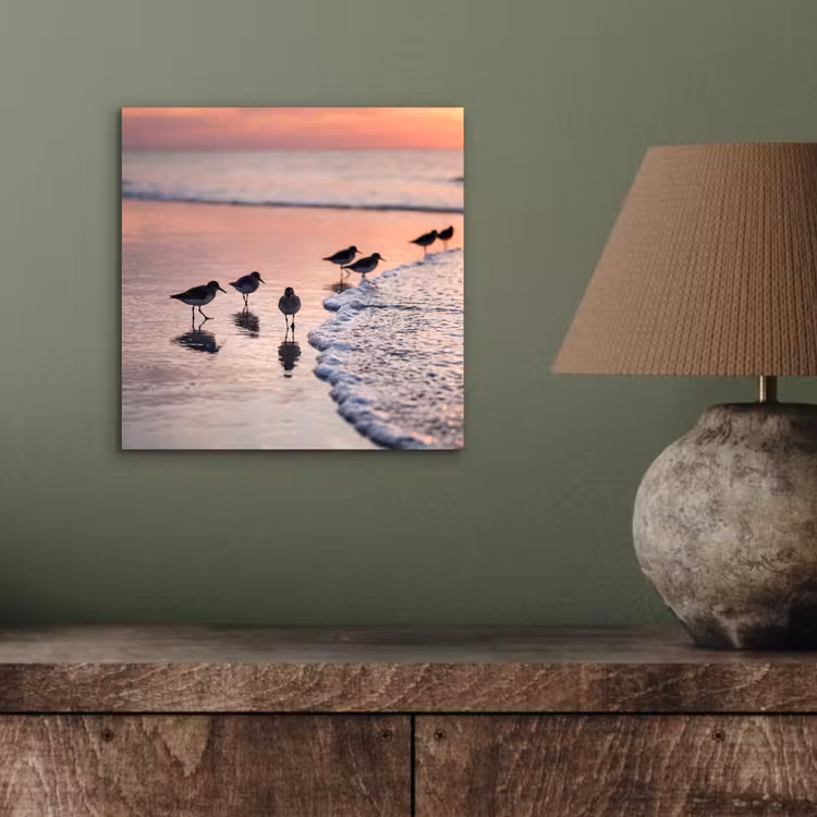 Meeuwen - Strand - Zee - Roze aluminium wit klein -sfeer2