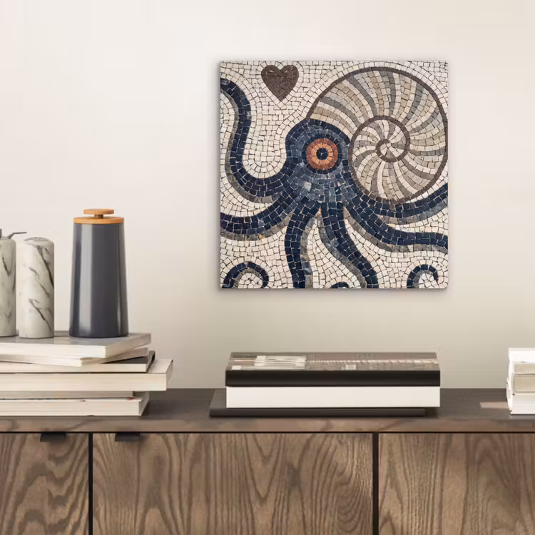 Zeeleven - Mozaïek - Kunst - Vintage - Beige aluminium wit klein -sfeer1
