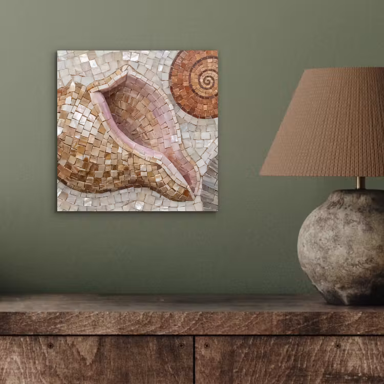 Schelp - Mozaïek - Zee - Beige - Modern aluminium wit klein -sfeer2