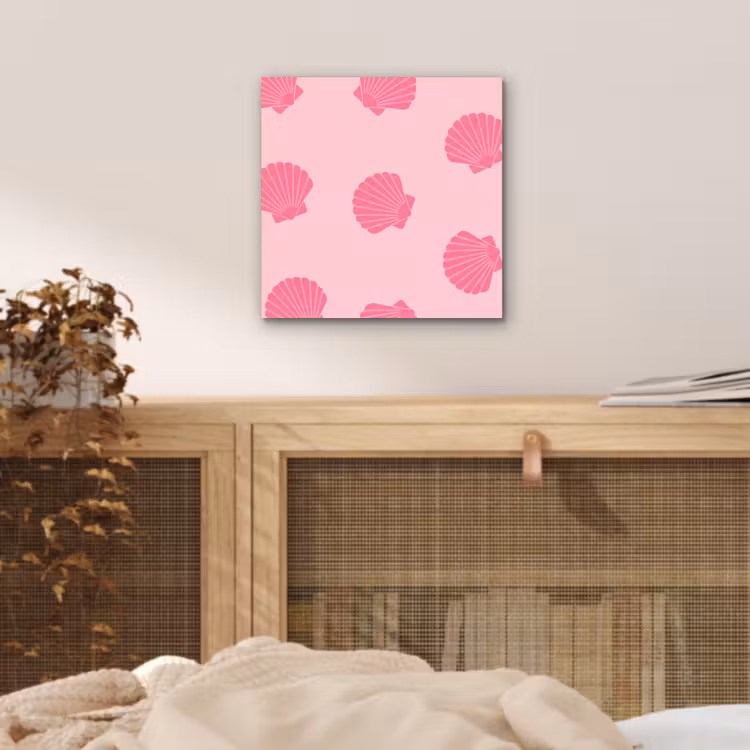Schelp - Patroon - Zee - Modern - Roze aluminium wit klein -sfeer3