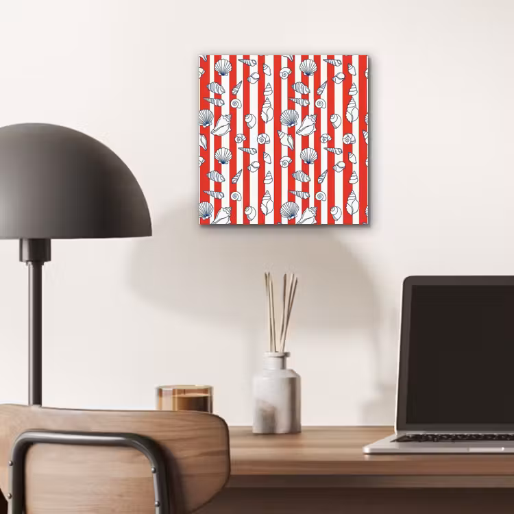 Schelp - Zeedieren - Zomer - Illustratie - Rood - Blauw aluminium wit klein -sfeer5