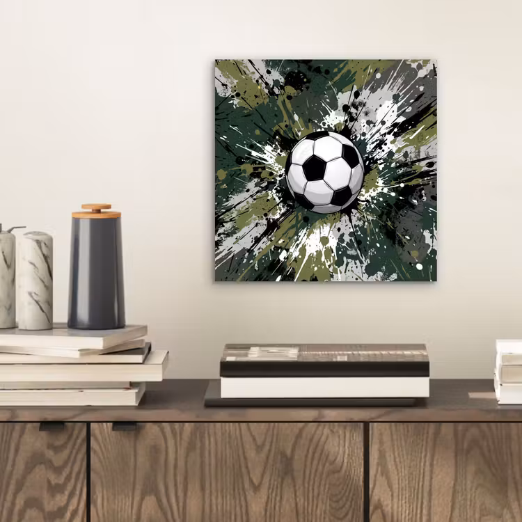 Voetbal - Verf - Spetters - Groen aluminium wit klein -sfeer1
