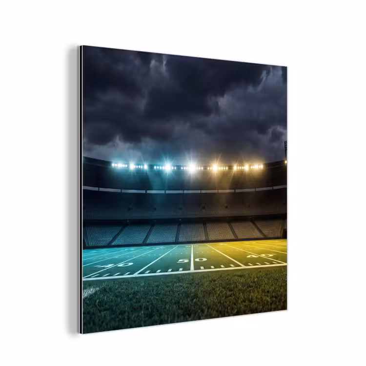 Voetbal - Stadion - Nacht - Modern aluminium wit klein -3d
