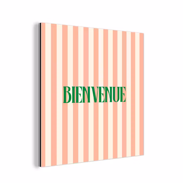 Zachtroze - Groen- Strepen - Bienvenue aluminium wit klein -3d