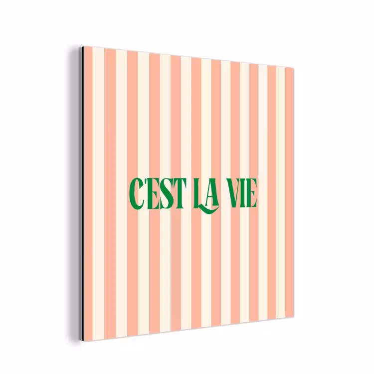 Zachtroze - Groen - Strepen - C'est La Vie aluminium wit klein -3d